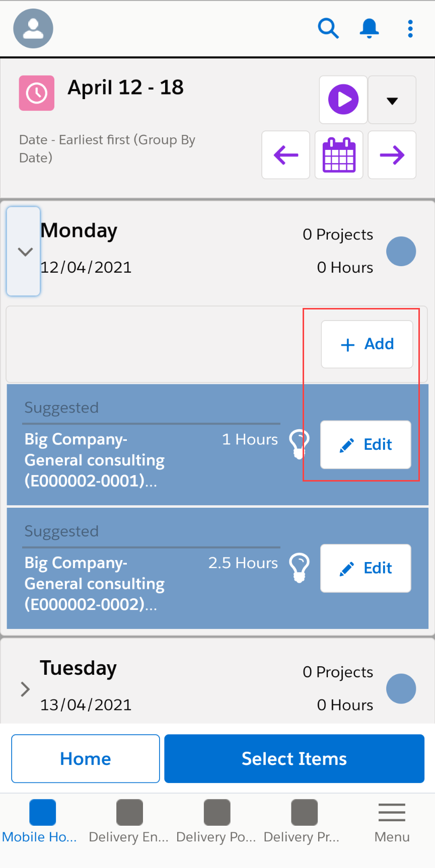 Time & Expense Entry through the Salesforce Mobile app